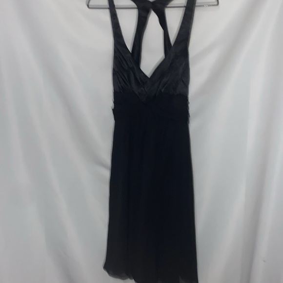 FREDRICKS OF HOLLYWOOD WO SIZE 12 BLACK FLOWY HALTER STULE DRESS SEMI BACKLESS - Picture 5 of 14
